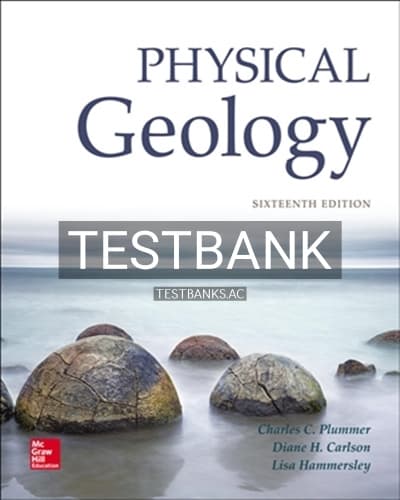 Test Bank for Physical Geology 16th Edition by Plummer cover