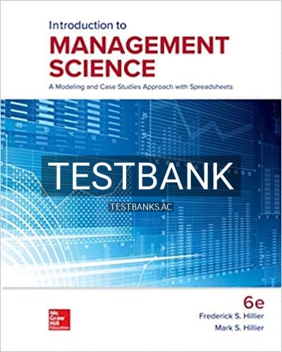 Test Bank for Introduction to Management Science 6th Edition by Hillier cover