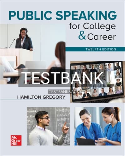 Test Bank for Public Speaking for College and Career 12th Edition by Gregory cover