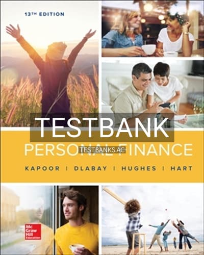 Test Bank for Personal Finance 13th Edition by Kapoor cover