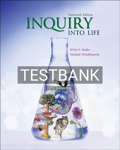 Test Bank for Inquiry into Life 16th Edition by Mader cover