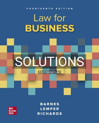 Solutions for Law for Business 14th Edition by Barnes cover