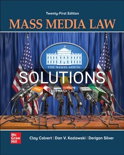 Solutions for Mass Media Law 21st Edition by Calvert cover