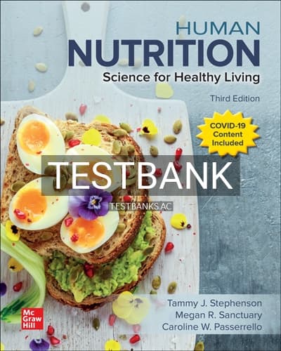 Test Bank for Human Nutrition Science for Healthy Living 3rd Edition by Stephenson cover