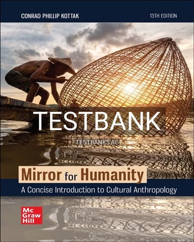 Test Bank for Mirror for Humanity 13th Edition by Kottak cover