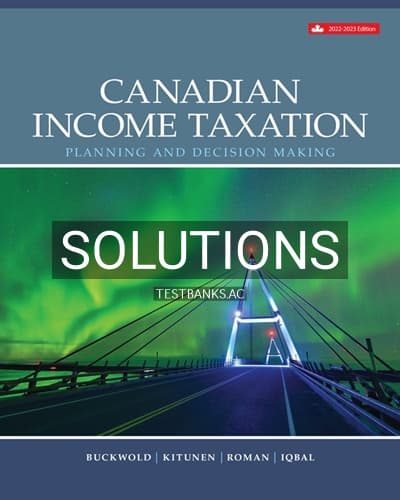 Solutions for Canadian Income Taxation 2022 2023 25th Edition by Buckwold cover