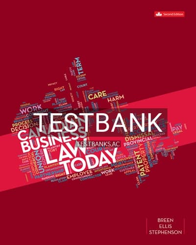 Test Bank for Canadian Business Law Today 2nd Edition by Breen cover