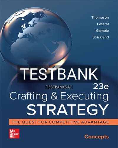 Test Bank for Crafting and Executing Strategy Concepts 23rd Edition by Thompson cover