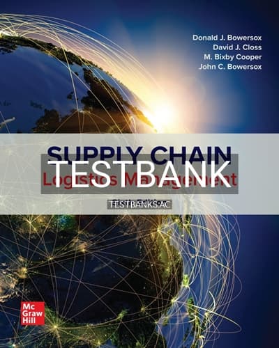Test Bank for Supply Chain Logistics Management 6th Edition by Bowersox cover