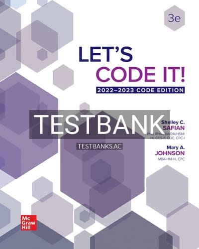 Test Bank for Lets Code It! 2022 2023 Code Edition 3rd Edition by Safian cover
