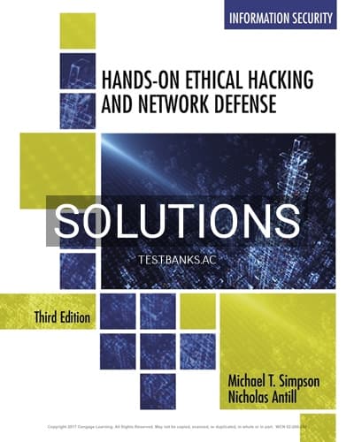 Solutions for Hands-On Ethical Hacking and Network Defense 3rd Edition by Simpson cover