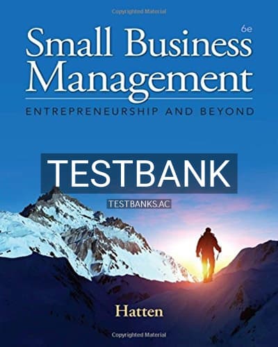 Test Bank for Small Business Management Entrepreneurship and Beyond 6th Edition by Hatten cover