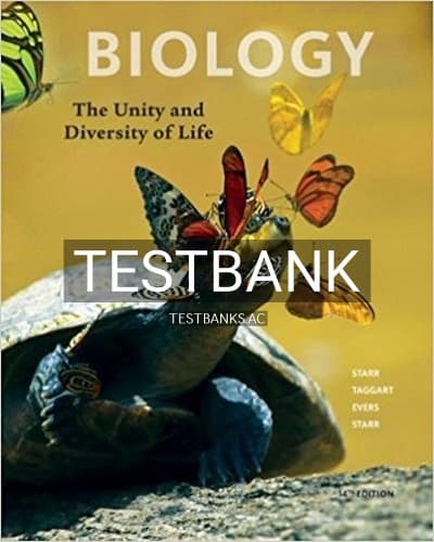 Test Bank for Biology The Unity and Diversity of Life 14th Edition by Starr cover