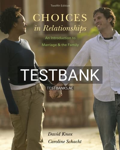 Test Bank for Choices in Relationships 12th Edition by Knox cover