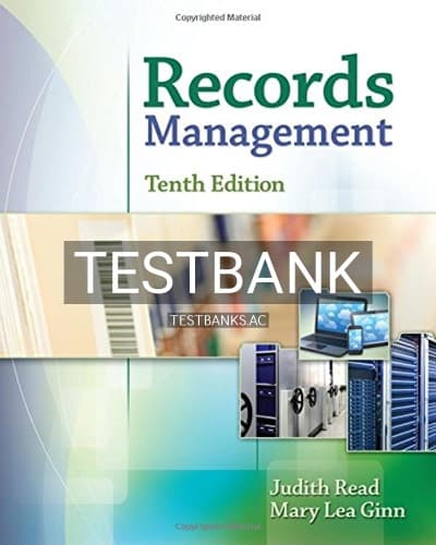 Test Bank for Records Management 10th Edition by Read cover