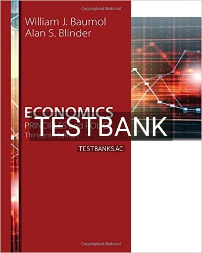 Test Bank for Economics Principles and Policy 13th Edition by Baumol cover