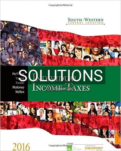 Solutions for South-Western Federal Taxation 2016 Individual Income Taxes 39th Edition by Hoffman cover