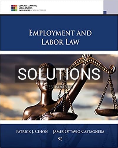 Solutions for Employment and Labor Law 9th Edition by Cihon cover