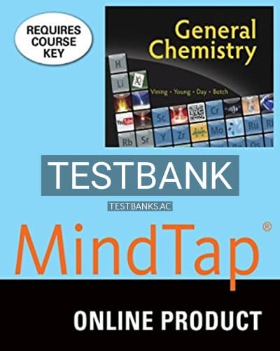 Test Bank for MindTap General Chemistry 4 terms 24 months Instant Access 1st Edition by Vining cover
