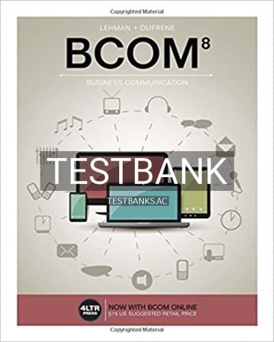 Test Bank for BCOM 8th Edition by Lehman cover