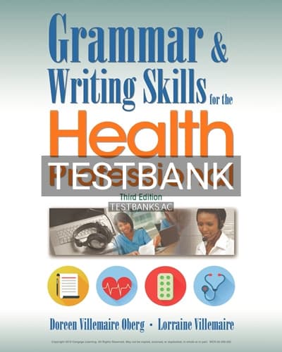 Test Bank for Grammar and Writing Skills for the Health Professional 3rd Edition by Oberg cover
