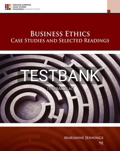 Test Bank for Business Ethics 9th Edition by Jennings cover