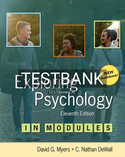 Test Bank for Exploring Psychology in Modules 11th Edition by Myers cover