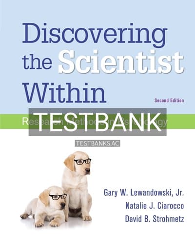 Test Bank for Discovering the Scientist Within Research Methods in Psychology 2nd Edition by Lewandowski cover