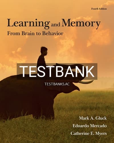 Test Bank for Learning and Memory From Brain to Behavior 4th Edition by Gluck cover
