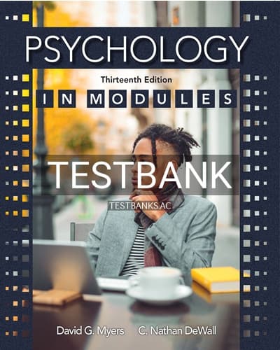 Test Bank for Psychology in Modules 13th Edition by Myers cover