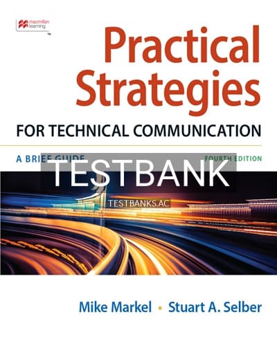 Test Bank for Practical Strategies for Technical Communication 4th Edition by Markel cover