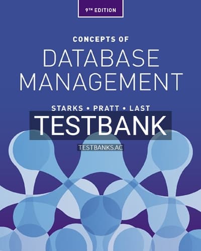Test Bank for Concepts of Database Management 9th Edition by Starks cover