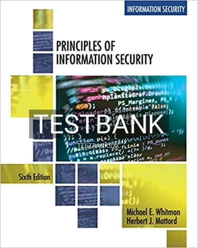 Test Bank for Principles of Information Security 6th Edition by Whitman cover
