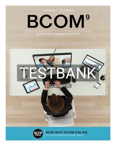 Test Bank for BCOM 9th Edition by Lehman cover