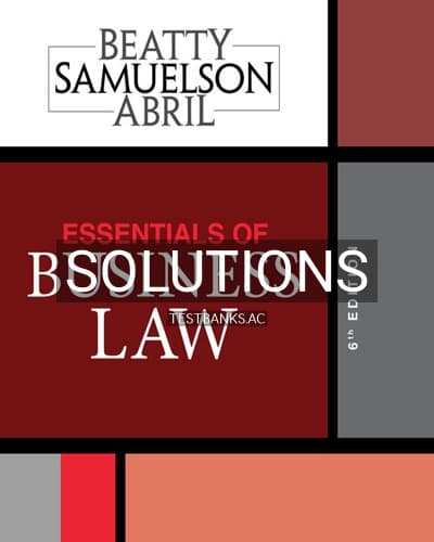 Solutions for Essentials of Business Law 6th Edition by Beatty cover