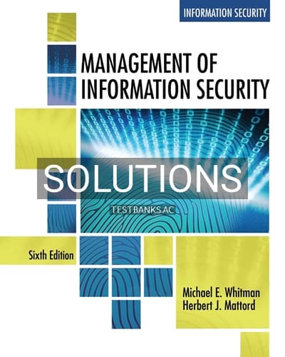 Solutions for Management of Information Security 6th Edition by Whitman cover
