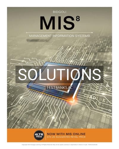 Solutions for MIS 8th Edition by Bidgoli cover
