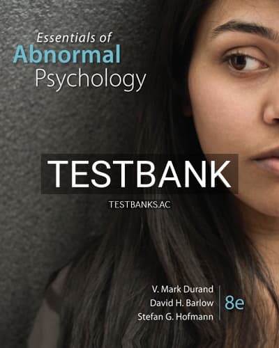 Test Bank for Essentials of Abnormal Psychology 8th Edition by Barlow cover