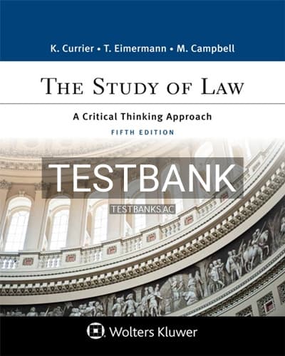 Test Bank for Study of Law 5th Edition by Currier cover