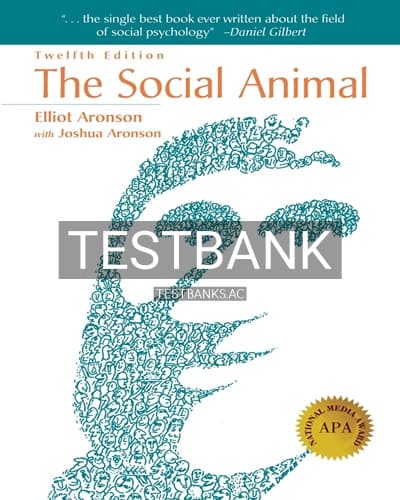 Test Bank for Social Animal 12th Edition by Aronson cover