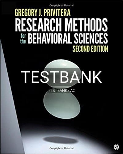 Test Bank for Research Methods for the Behavioral Sciences 2nd Edition by Privitera cover