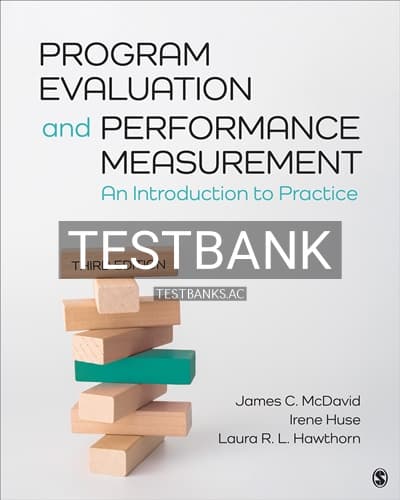 Test Bank for Program Evaluation and Performance Measurement An Introduction to Practice 3rd Edition by McDavid cover