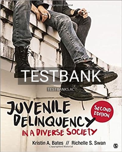 Test Bank for Juvenile Delinquency in a Diverse Society 2nd Edition by Bates cover