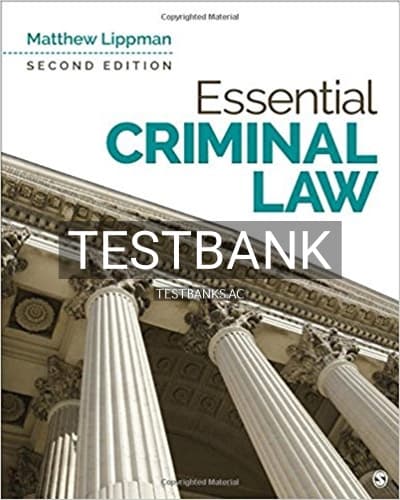 Test Bank for Essential Criminal Law 2nd Edition by Lippman cover