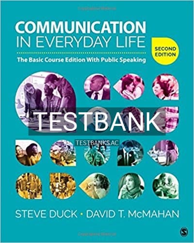 Test Bank for Communication in Everyday Life The Basic Course Edition With Public Speaking 2nd Edition by Duck cover