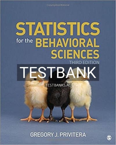 Test Bank for Statistics for the Behavioral Sciences 3rd Edition by Privitera cover