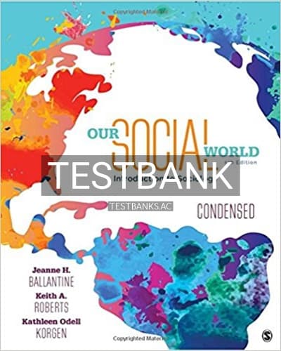 Test Bank for Our Social World Condensed An Introduction to Sociology 5th Edition by Ballantine cover