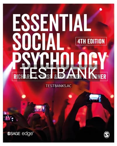 Test Bank for Essential Social Psychology 4th Edition by Crisp cover