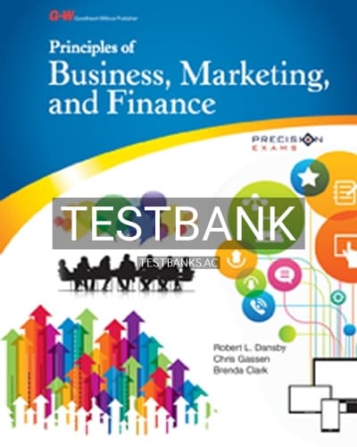 Test Bank for Principles of Business Marketing and Finance 1st Edition by Dansby cover