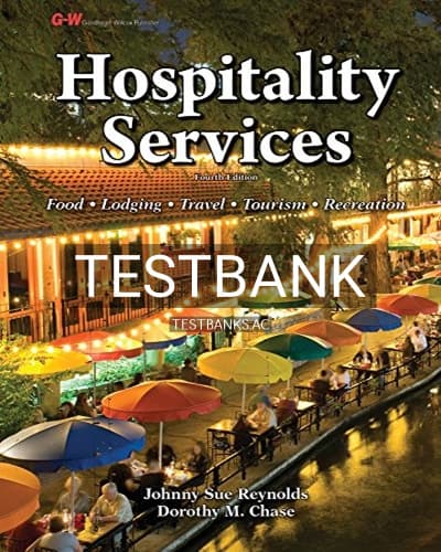 Test Bank for Hospitality Services 4th Edition by Reynolds cover